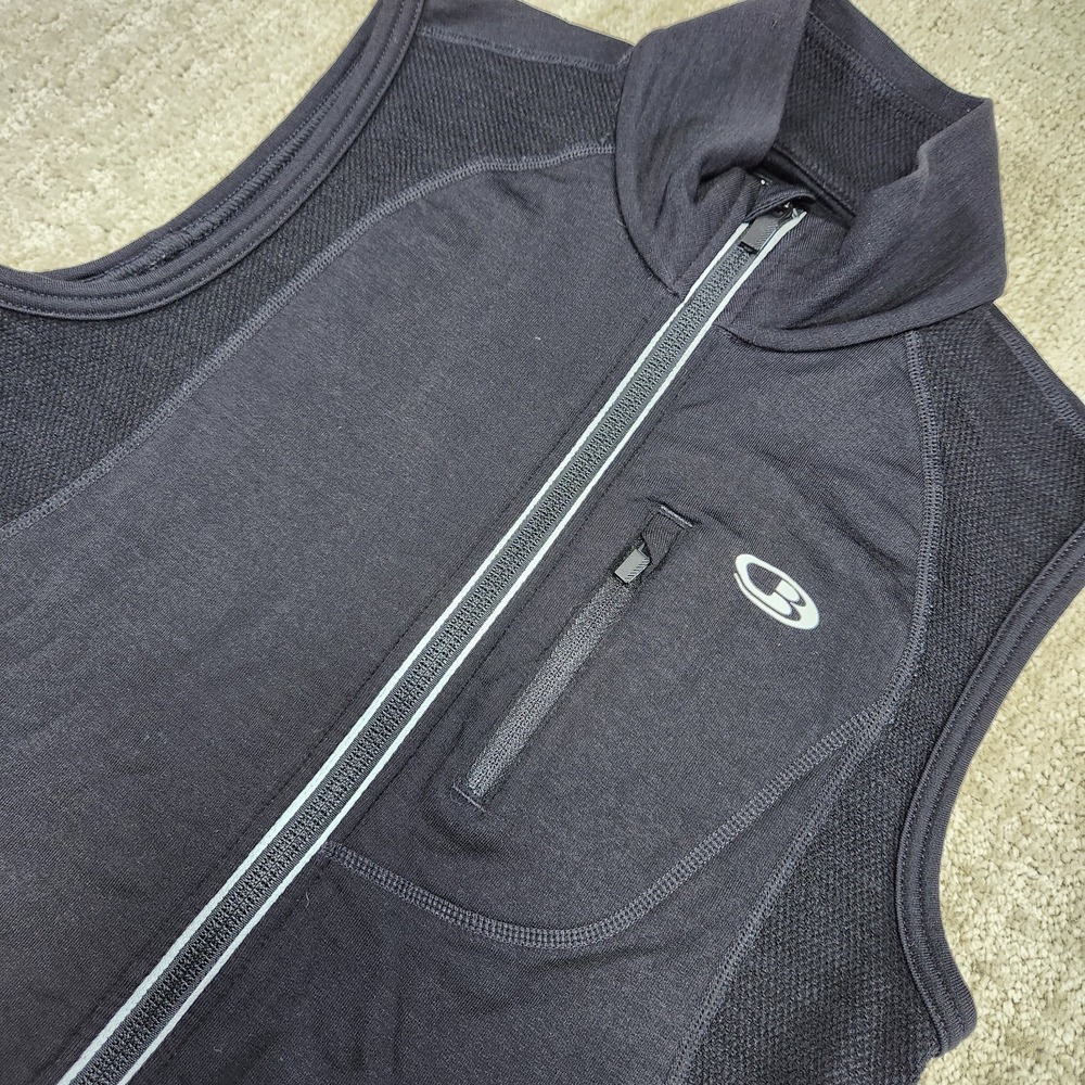 Icebreaker‎ GT Vest Women Small Merino Wool Black Reflective Full Zip Stretch